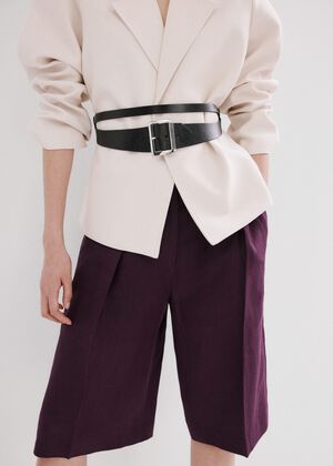 Straight linen Bermuda shorts