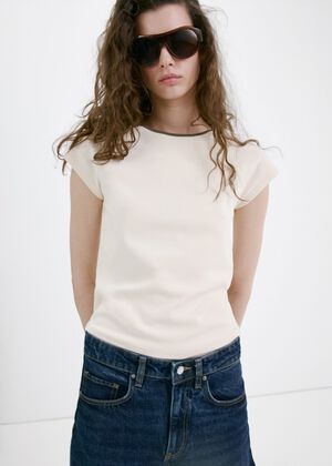 Cotton T-shirt with contrast piping