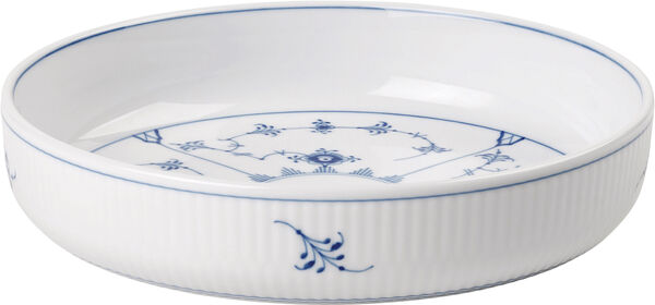 Musselmalet Riflet Rundt Ovnfast Fad, 18,5 cm