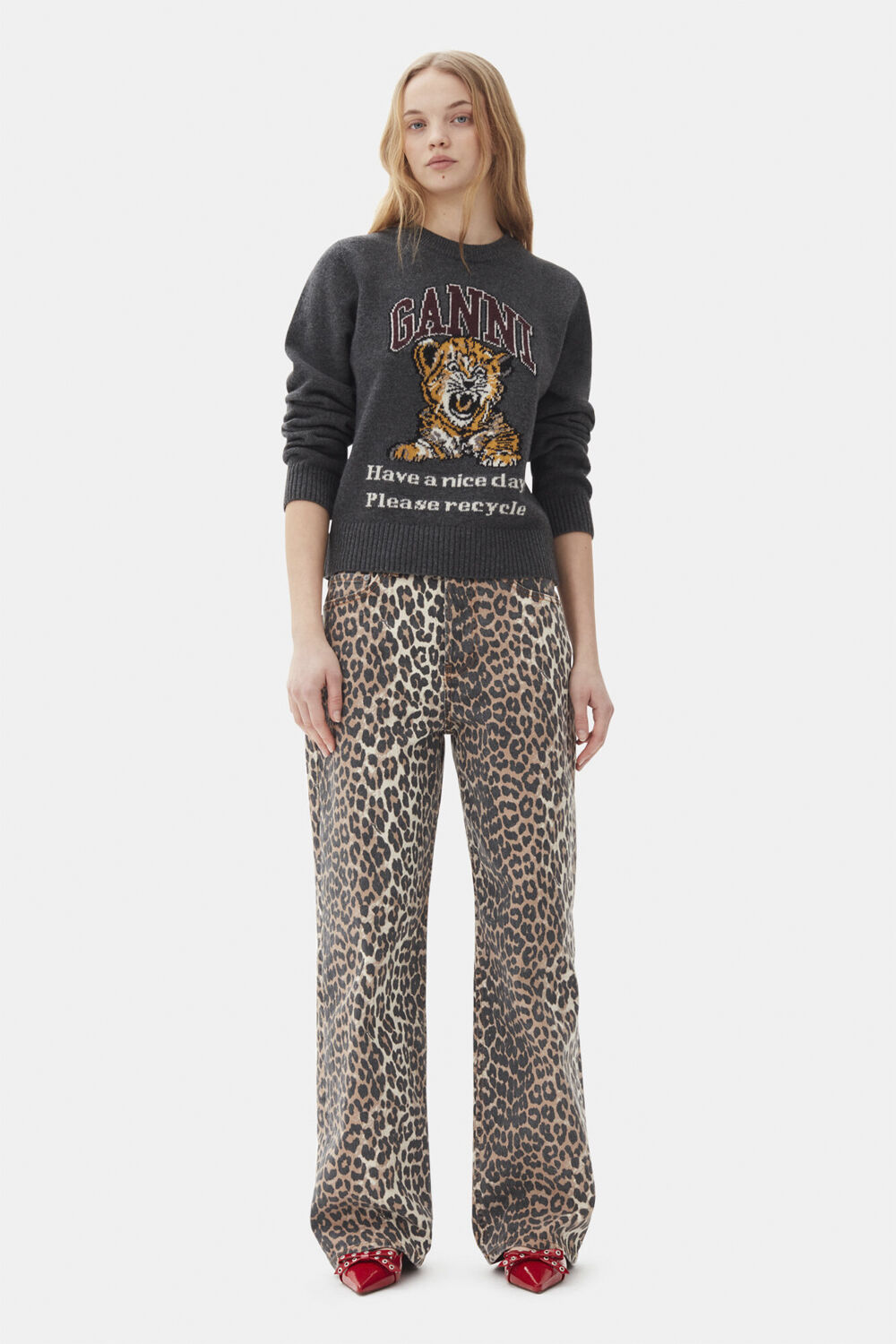 Graphic Wool Mix Tiger Crewneck