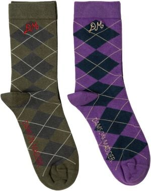 2 PACK SOCK - OLIVE & PURPLE ARGYLE