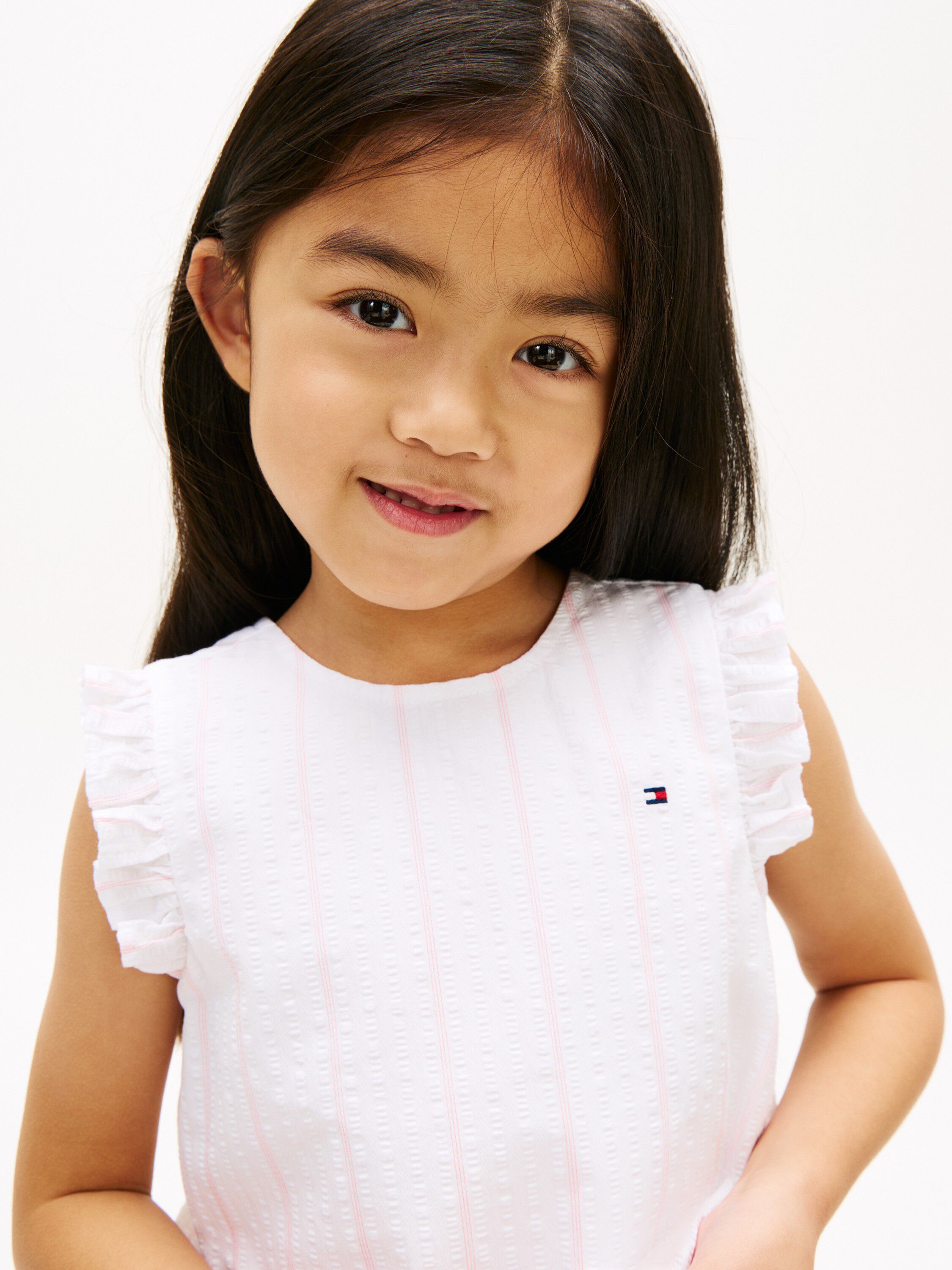 Crossover Back Seersucker Sleeveless Shirt