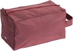 Grid Wash Bag-Medium-Burgundy