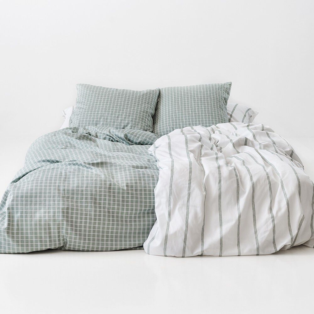 &Oslash;kologisk senges&aelig;t Snooze Check green - GOTS