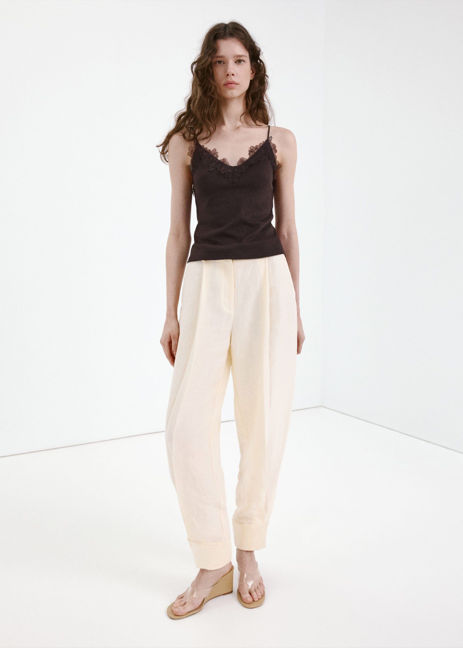Lace detail knit top