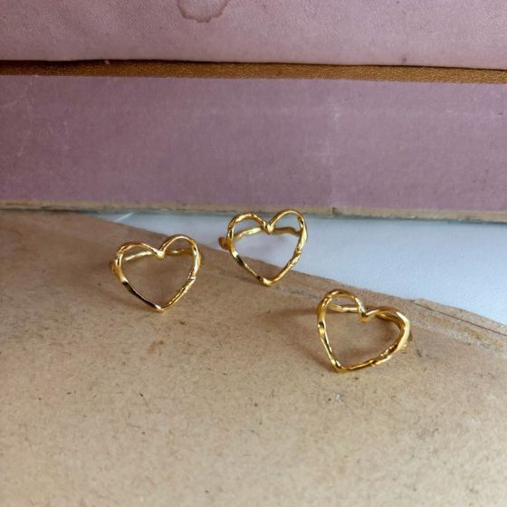 Funky Heart Ring - Forgyldt