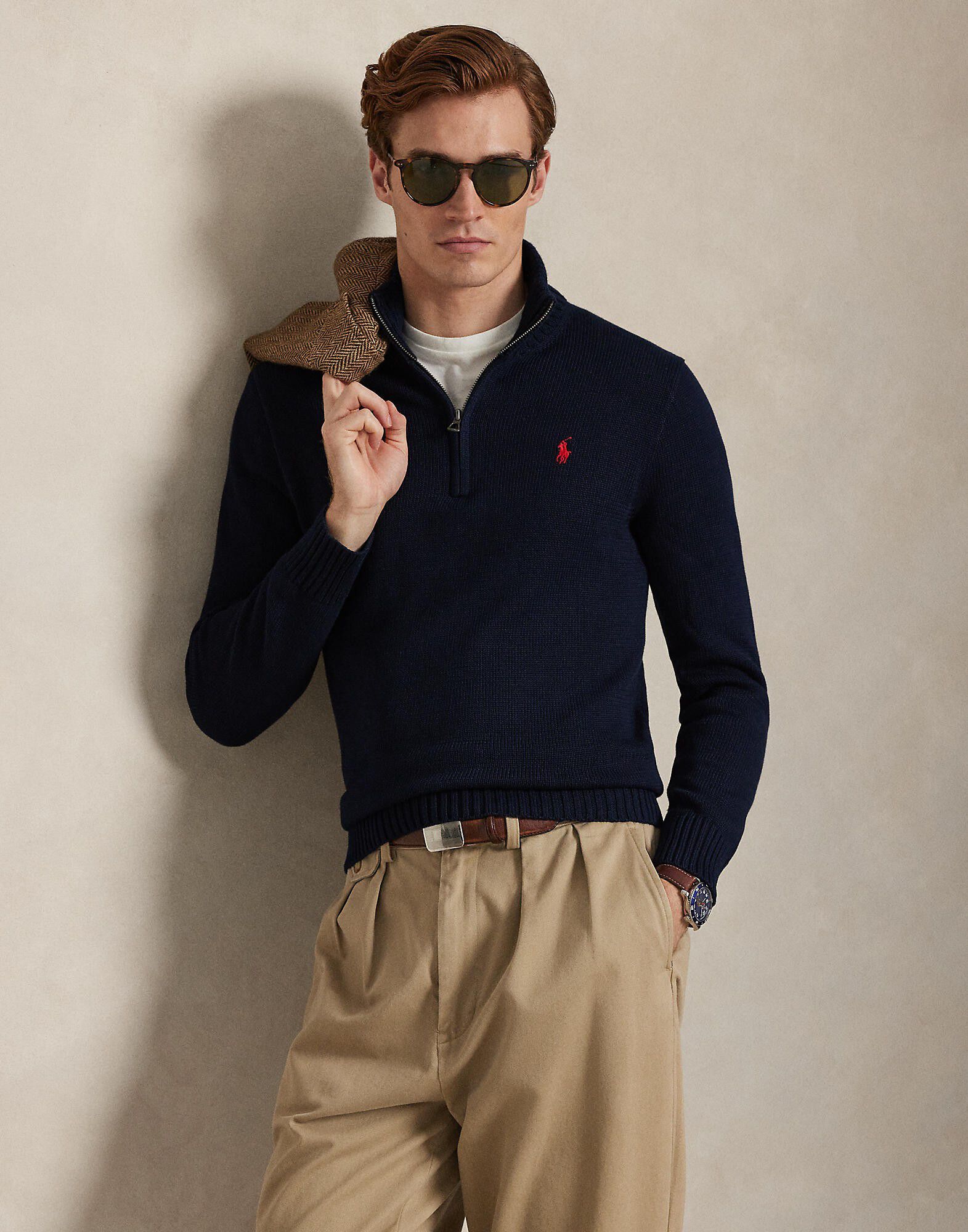 Cotton Quarter-Zip Sweater