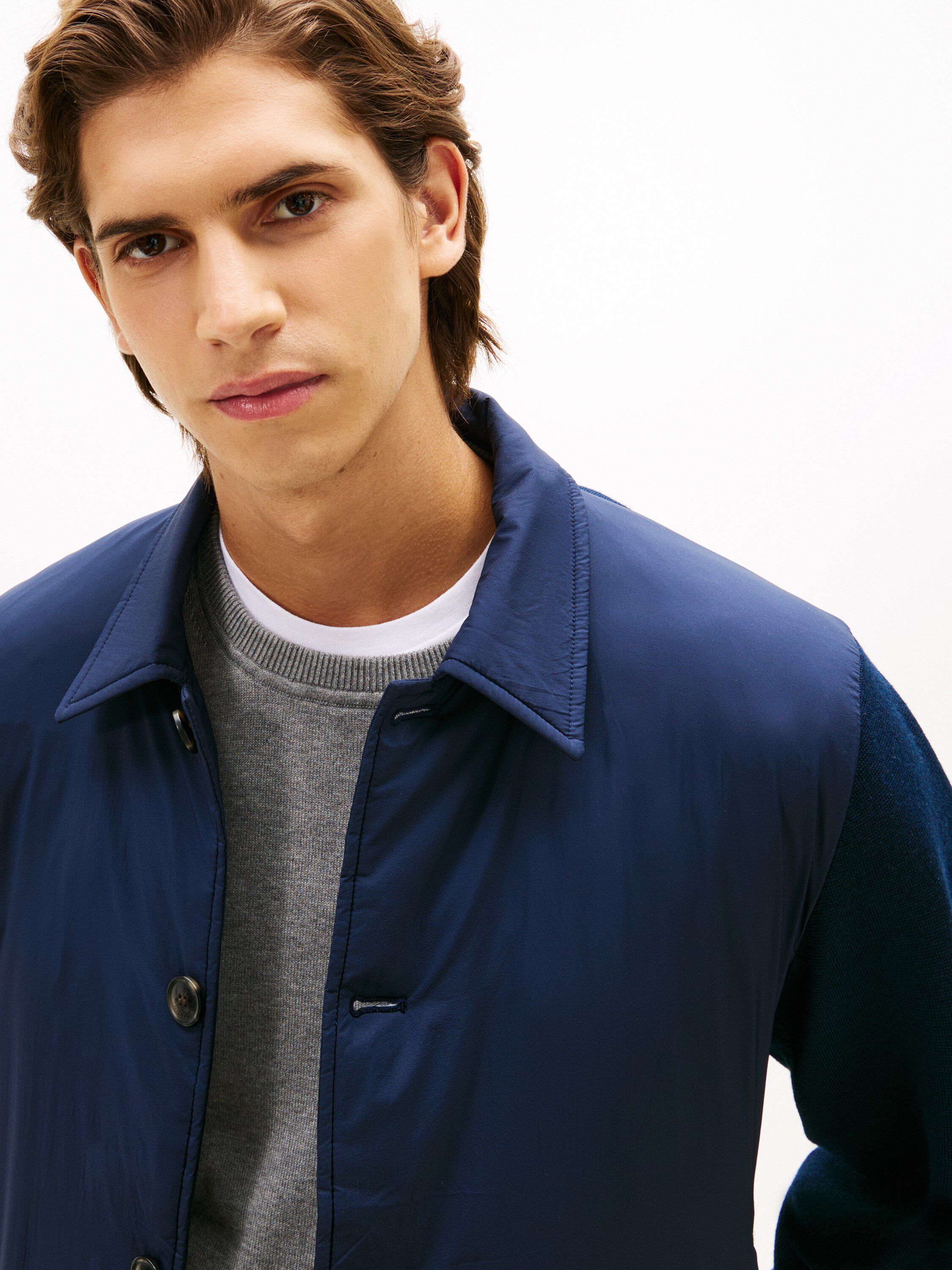 Smart Casual Mixed Texture Relaxed Jacket