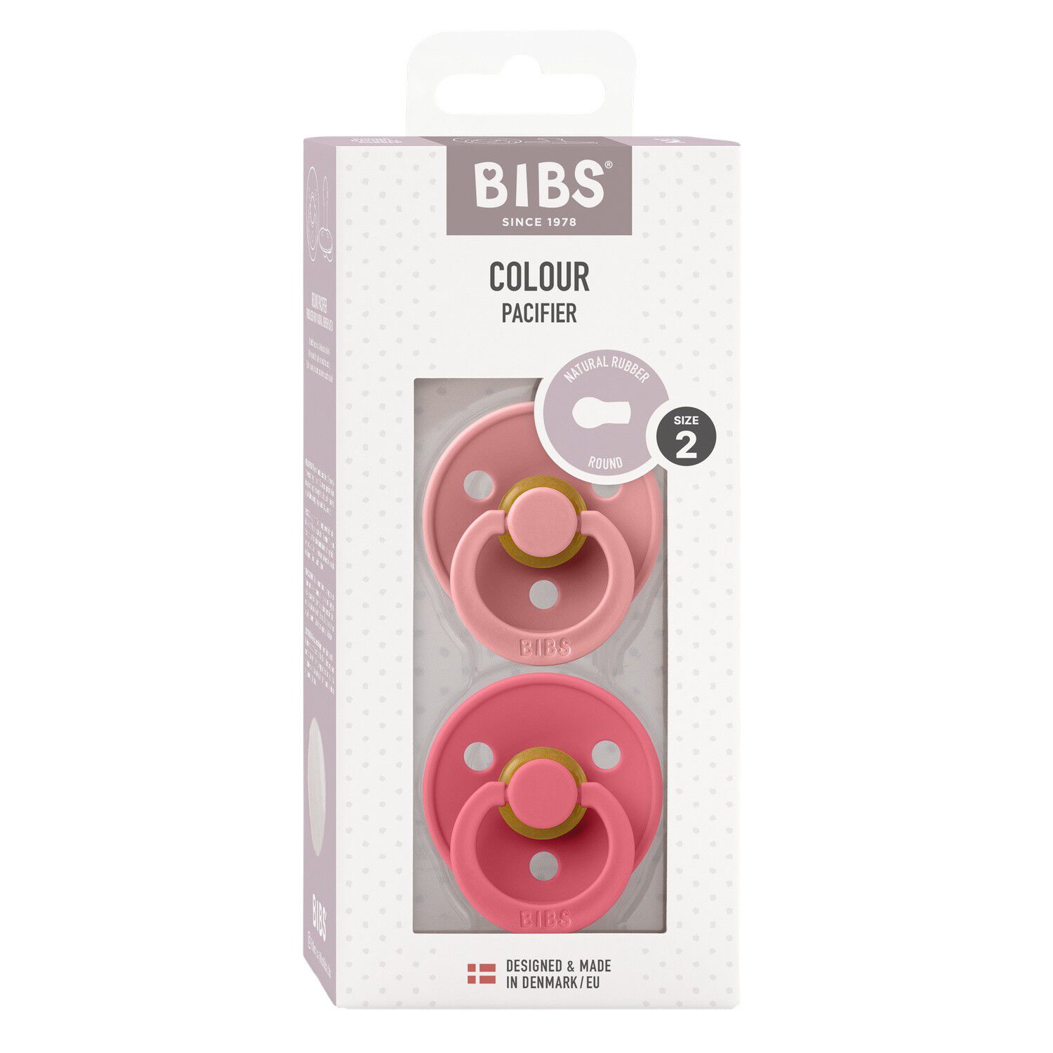 BIBS Colour 2 PACK Latex Size 2 Dusty Pink/Coral