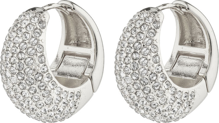 NAOMI recycled crystal hoops silver-plated