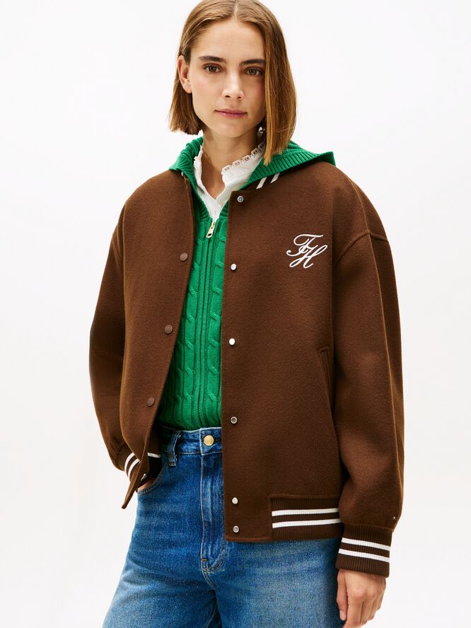 Double-Faced Wool Blend Bomber Jacket