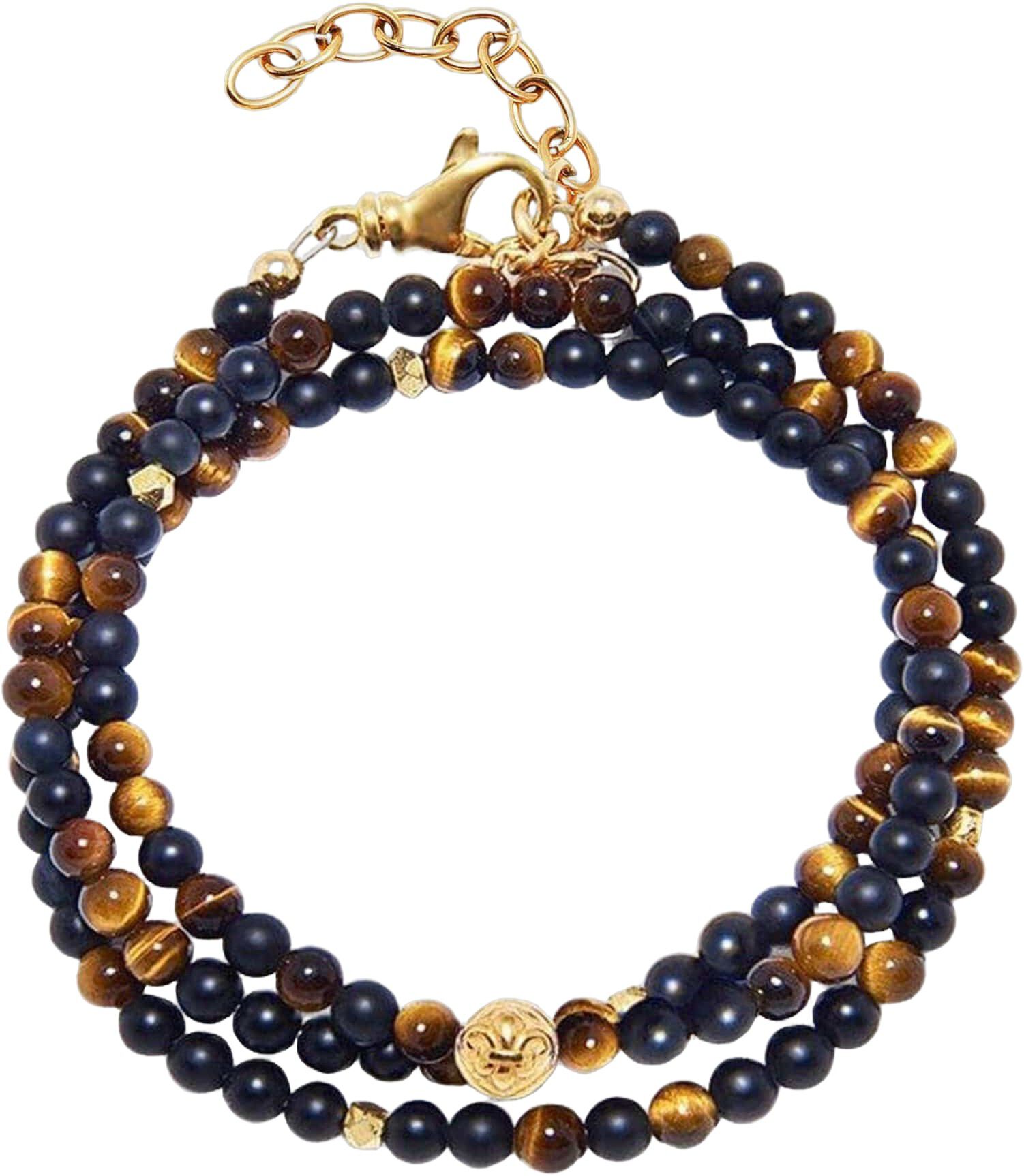 The Mykonos Collection - Brown Tiger Eye, Matte Onyx, and Gold