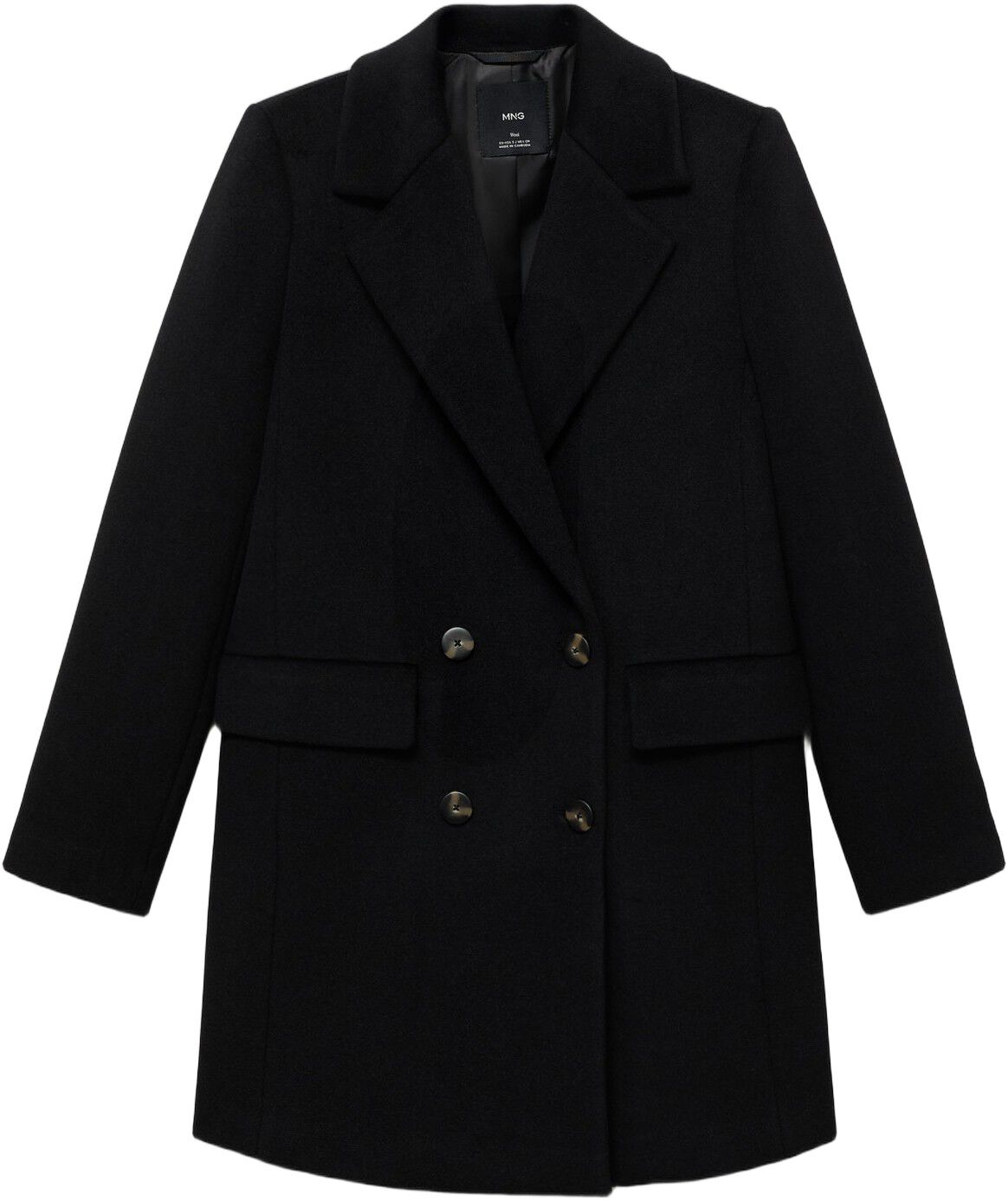 Double-breasted wool blend coat