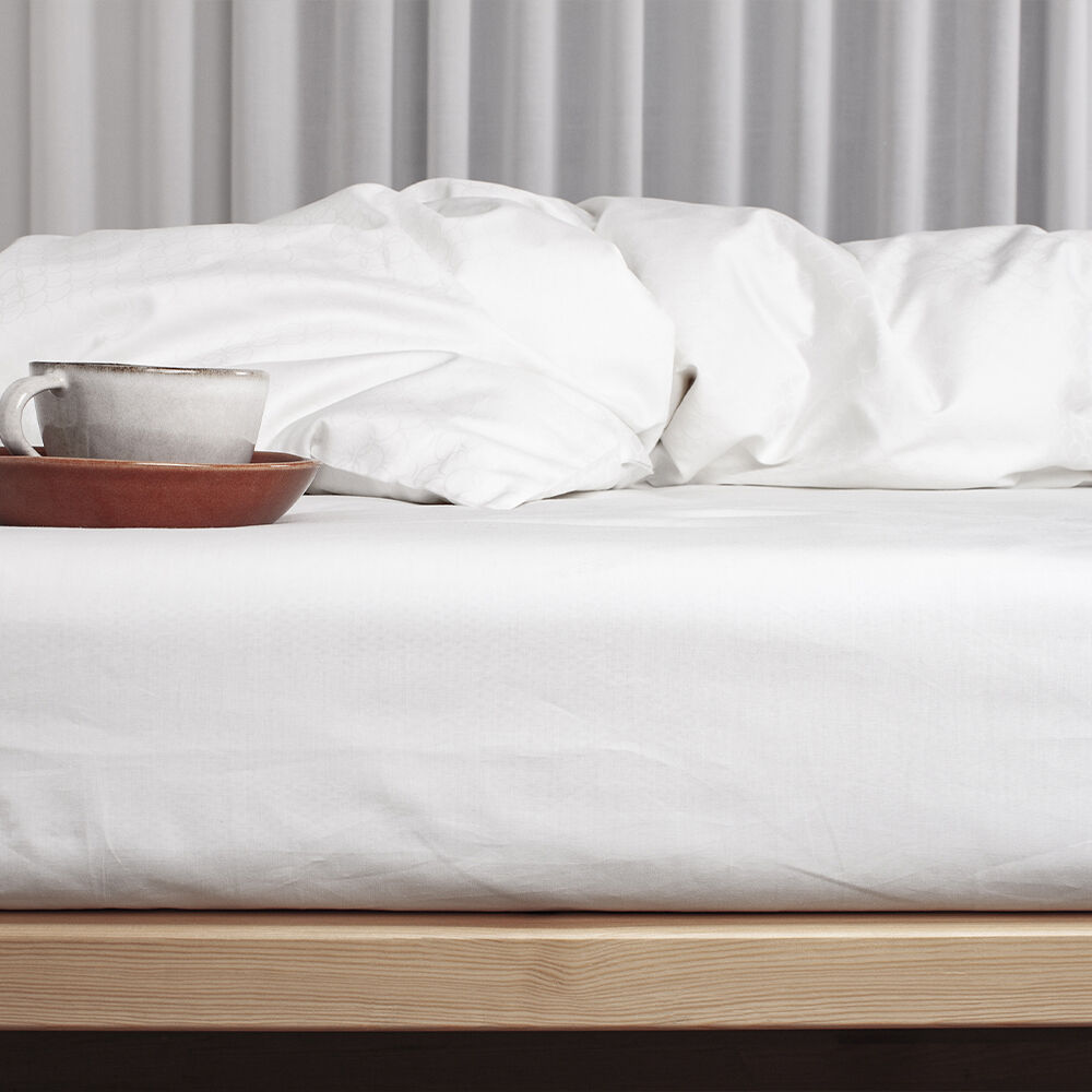 &Oslash;kologisk boxlagen, percale - GOTS, hvid