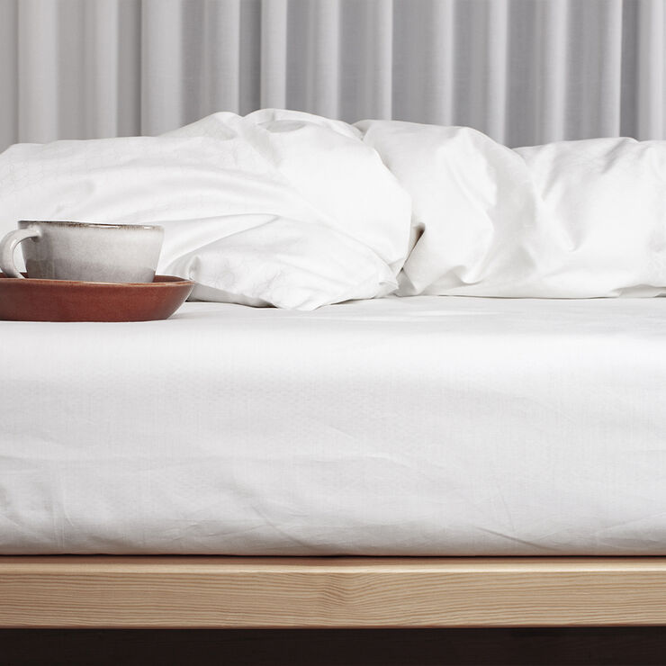 Økologisk boxlagen, percale - GOTS, hvid