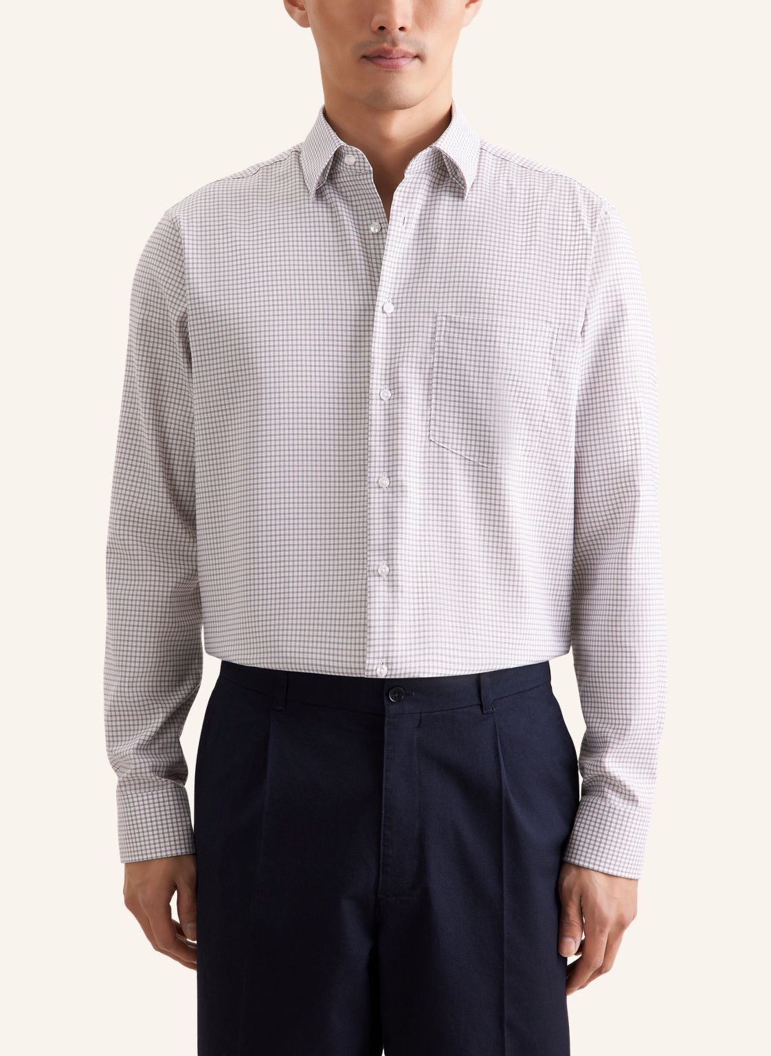 Business shirt Regular 1/1 Covered-Button-Down-Collar Check