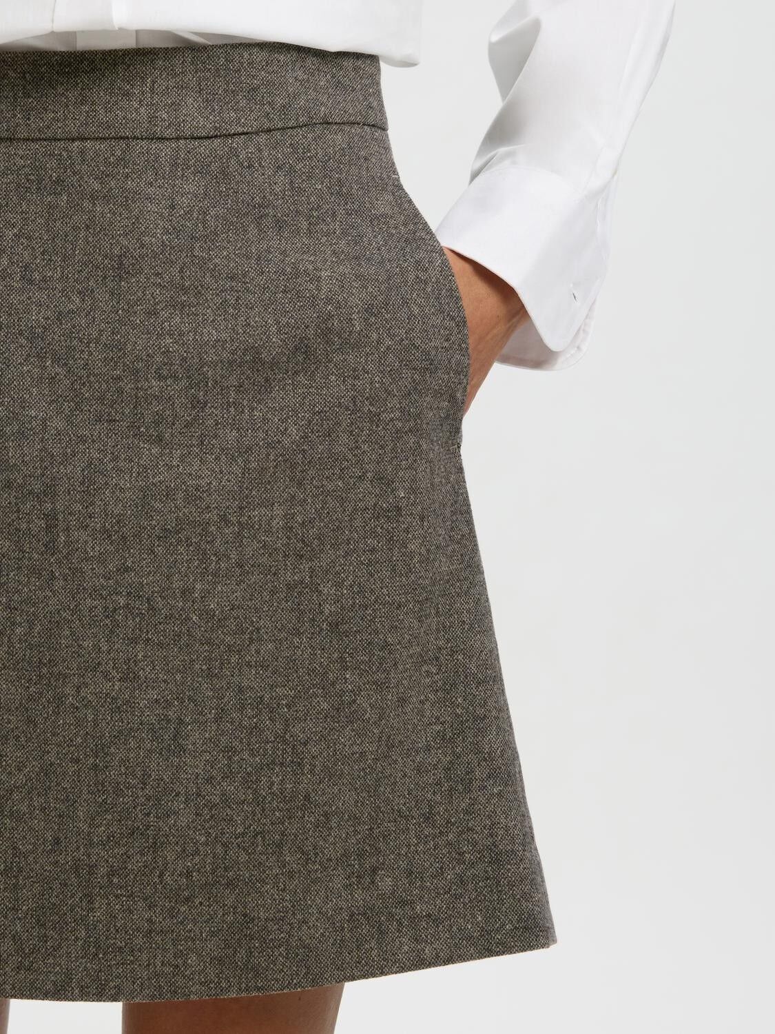 Slwreeda Wool Blend Hw Short Skirt Noos