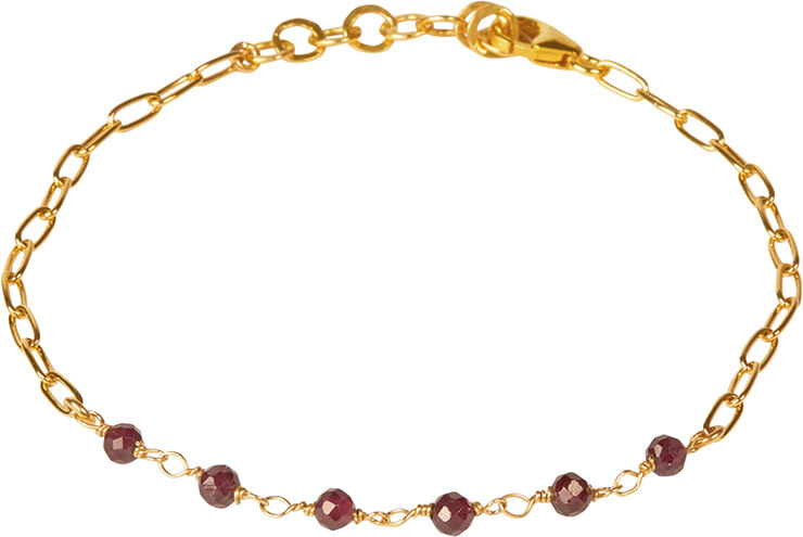 Daisy Red Garnet Bracelet - Gold