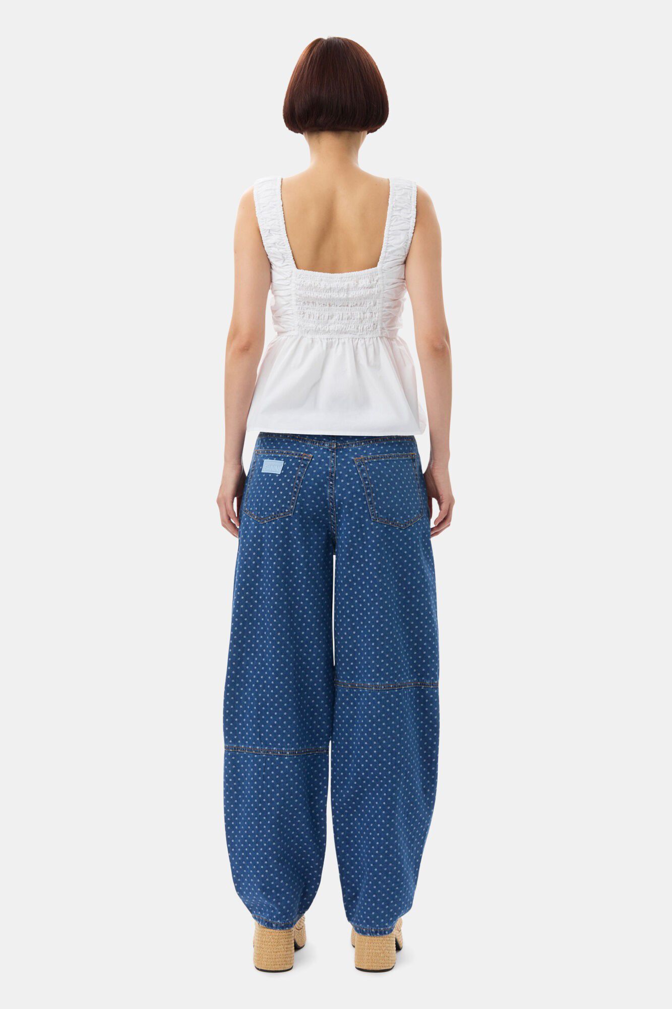 Cotton Poplin Smock Strap Blouse