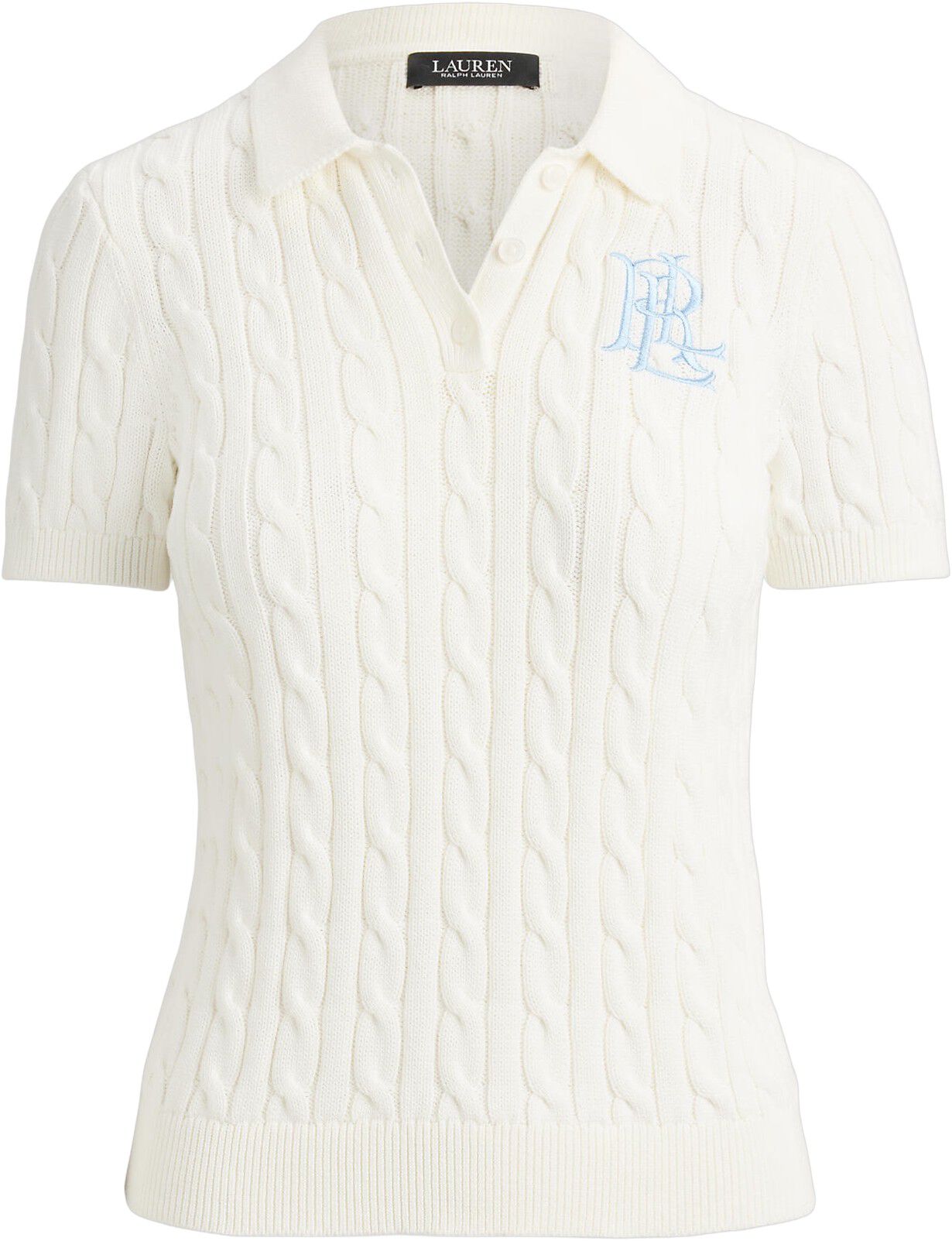 Cable-Knit Cotton Polo Sweater