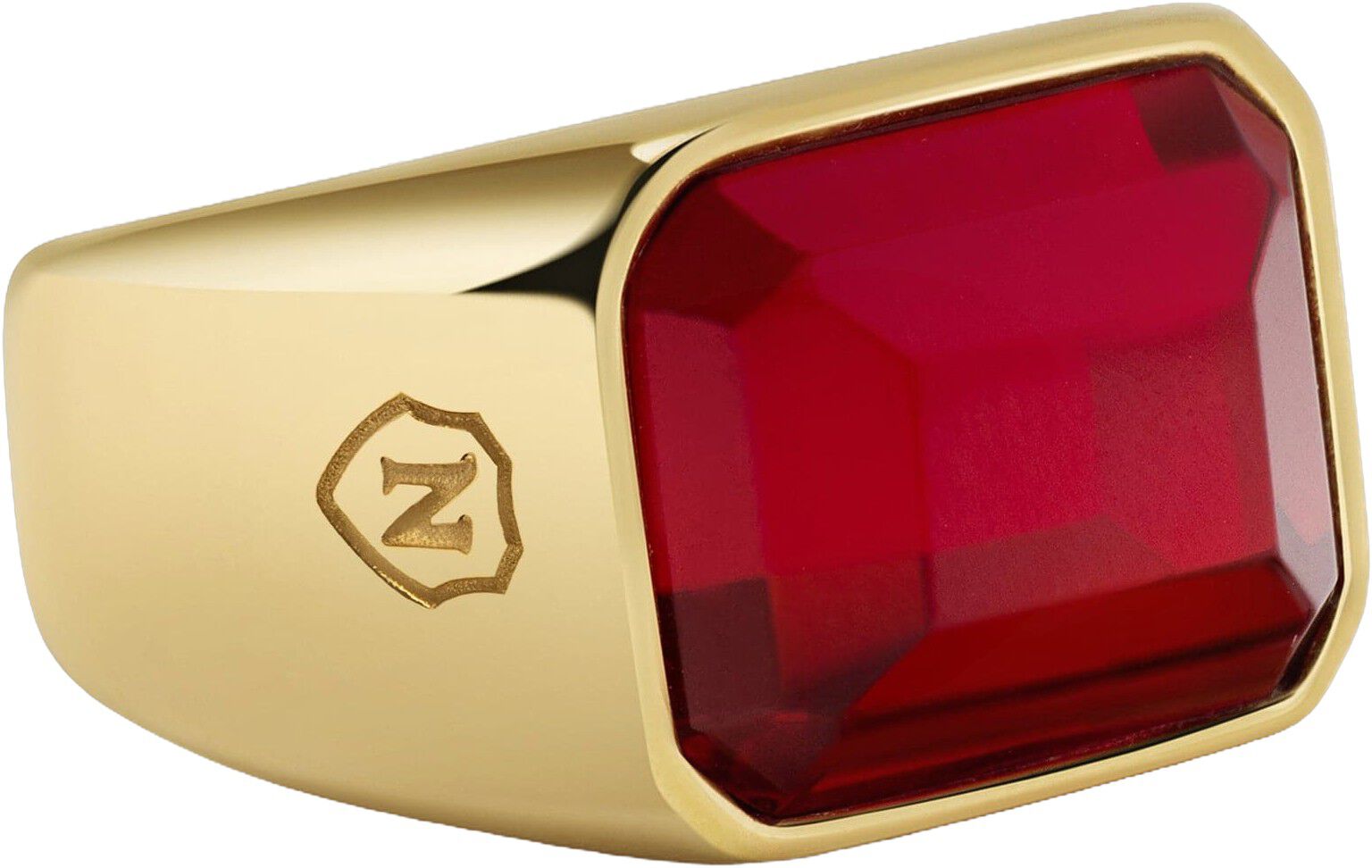 Red Zircon Signet Ring in Gold