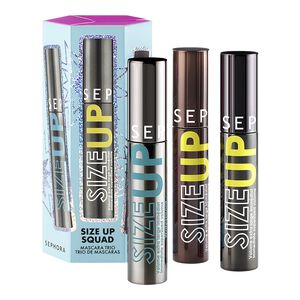 SIZE UP SQUAD - 3 mascaror: svart, brun och vattenfast
