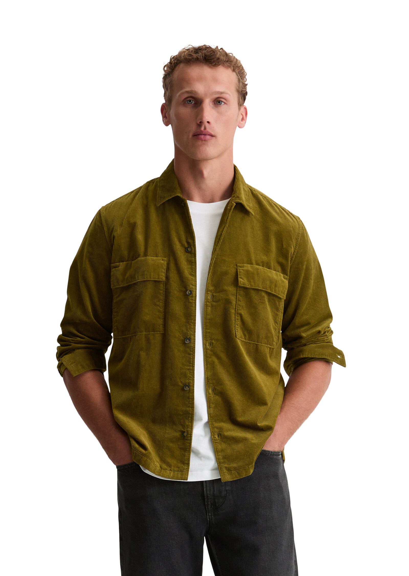 Camp collar, two flap pockets, stra