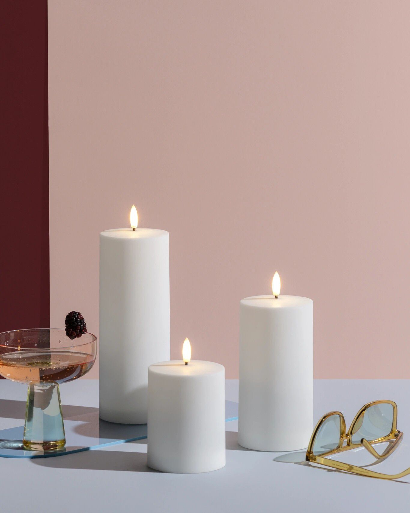 MM LED outdoor candle, White, 78x100 mm