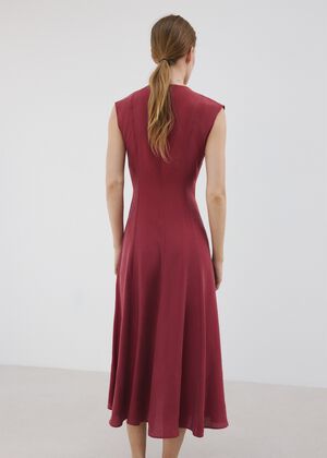 Midi dress with V-neck