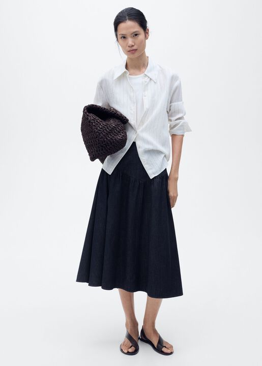 Flared denim skirt