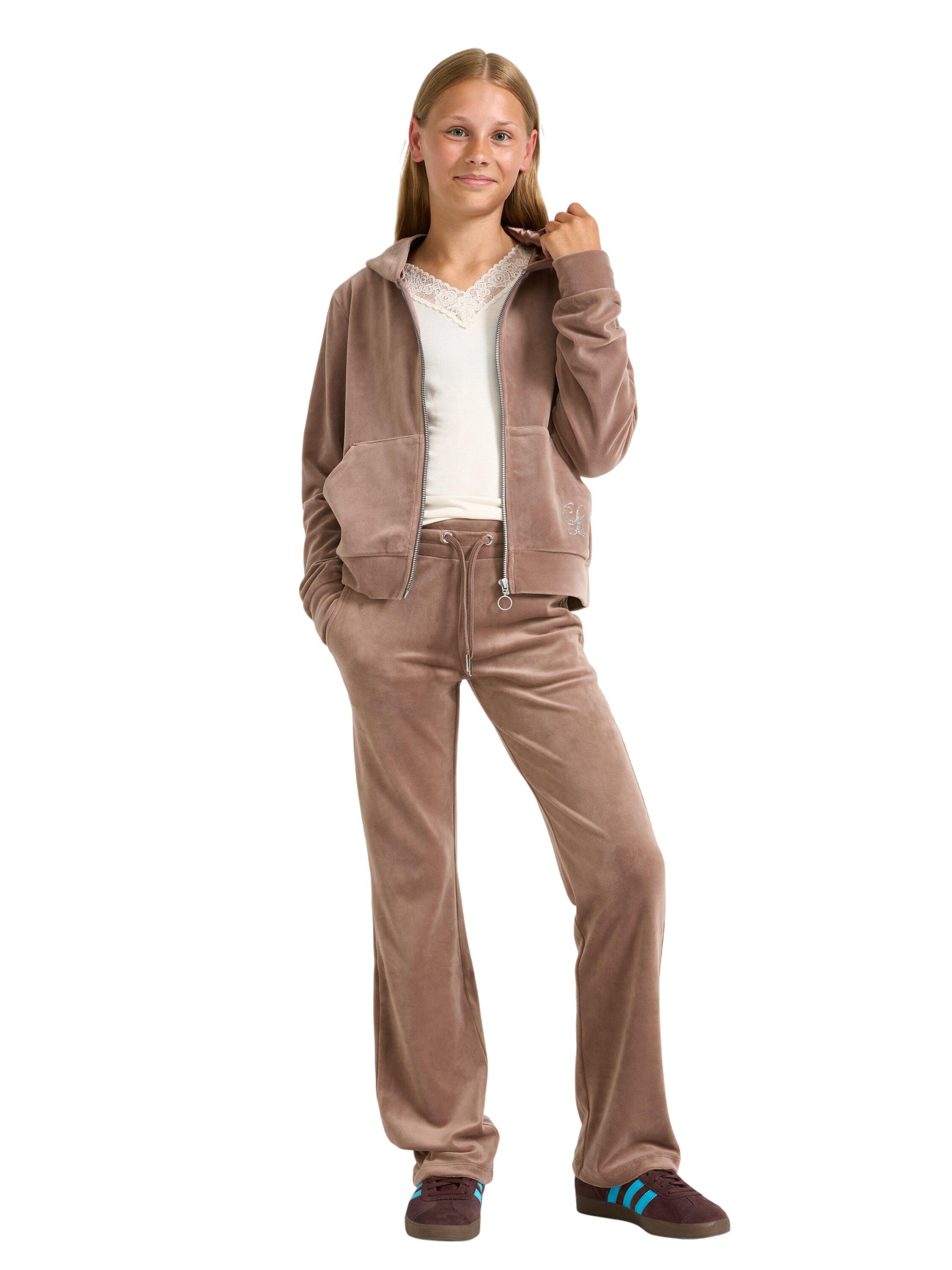 Velour hoodie with kangaroo pockets