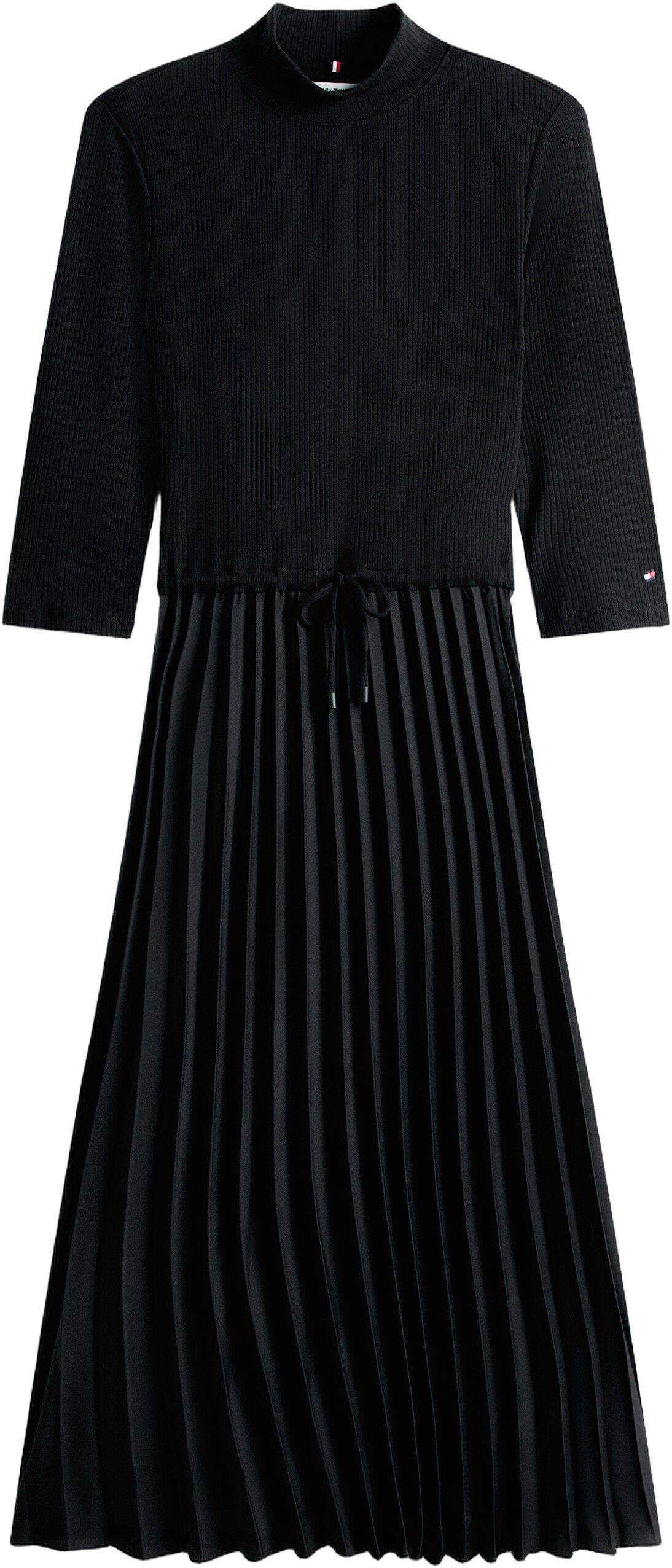 Ribbed Pleated Slim Midi Dress