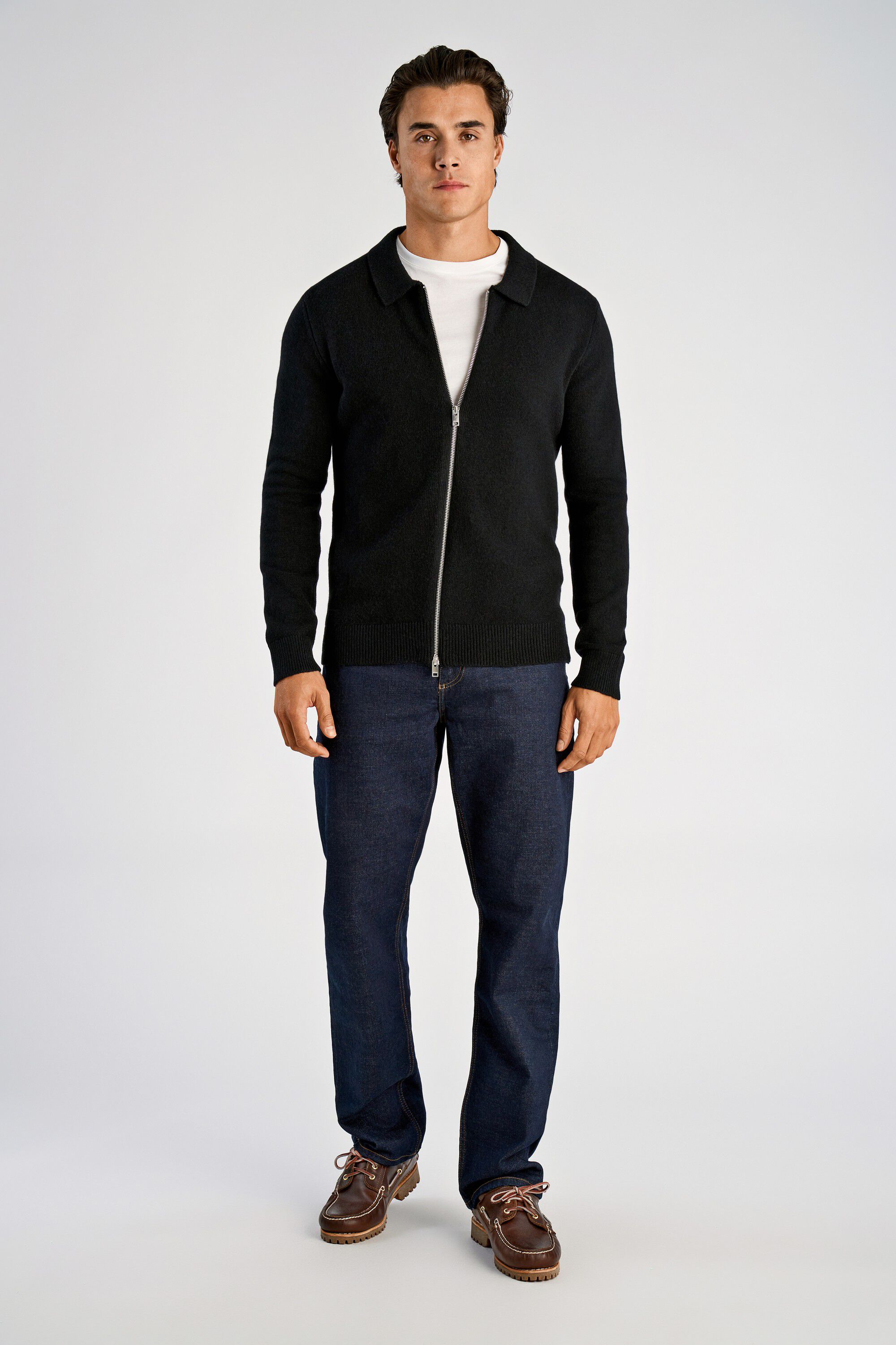 Lambswool L/S cardigan w zip