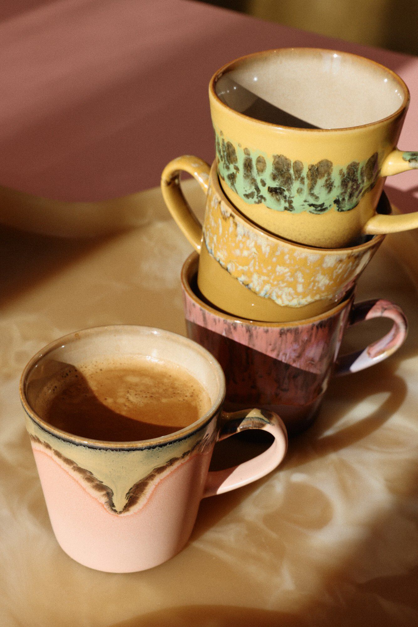 70s ceramics americano mug blossom