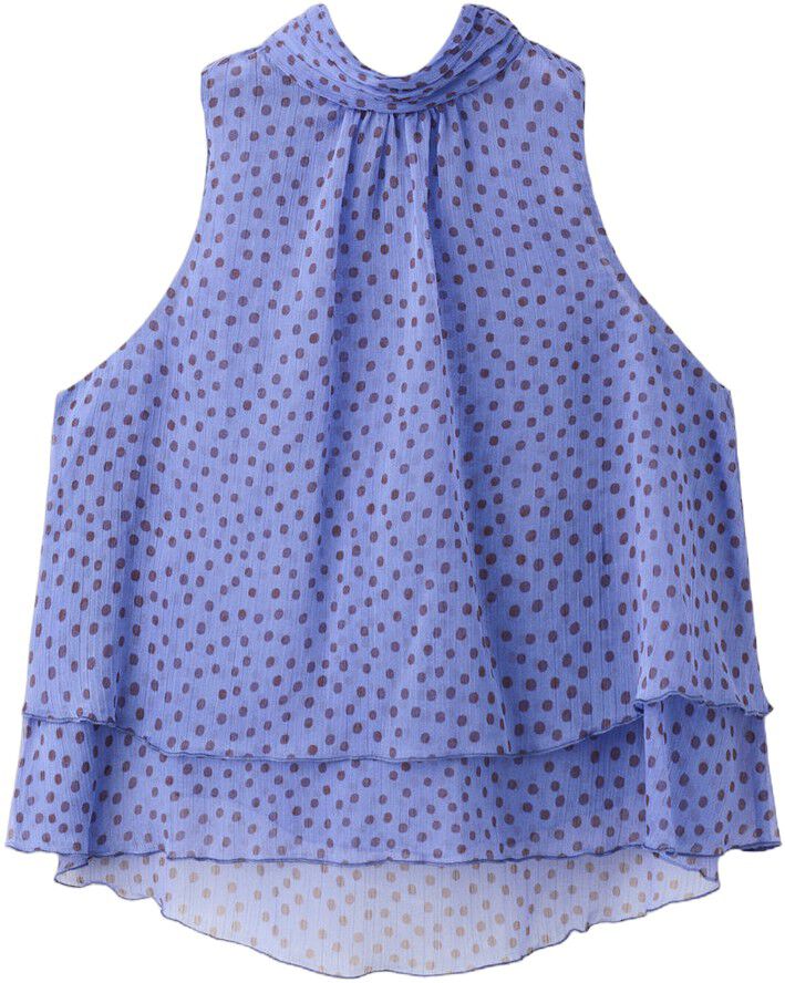 Polka-dot blouse with draped collar