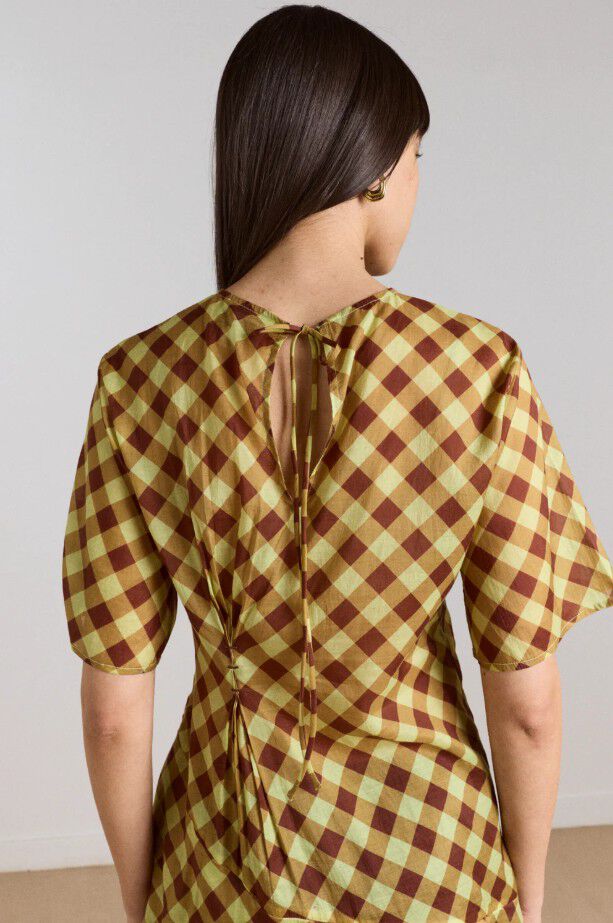 HARMONY MIDI DRESS - CHOC AVO GINGHAM