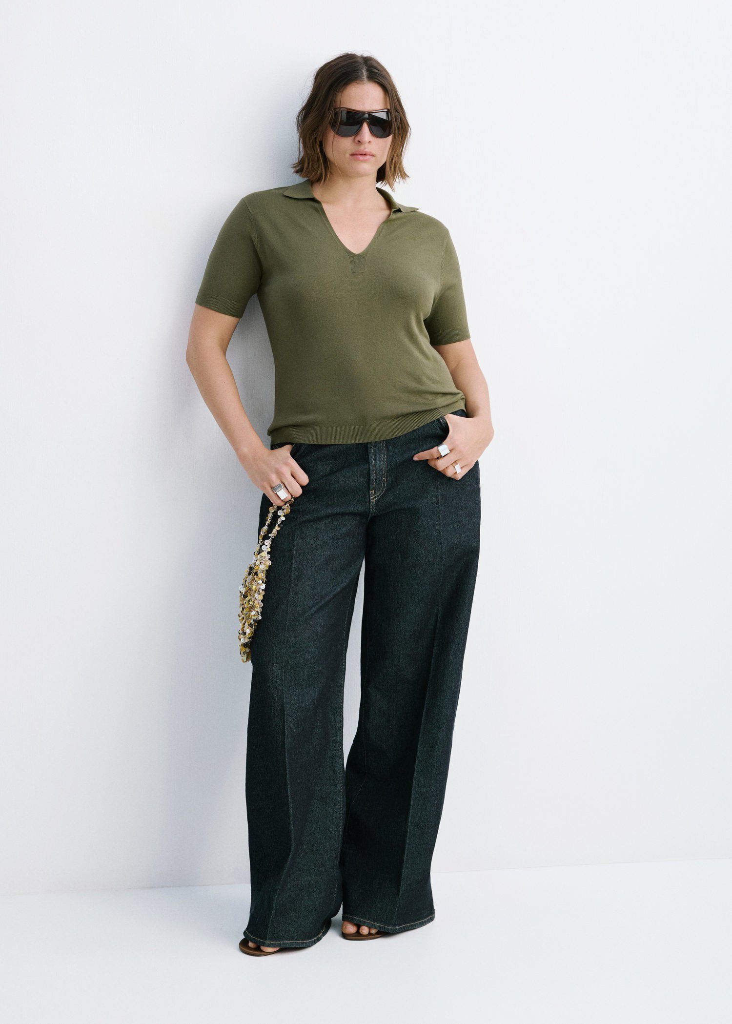 Fine-knit polo shirt
