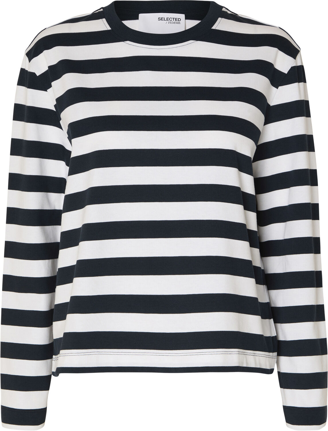 Slfessential Ls Striped Boxy Tee Noos