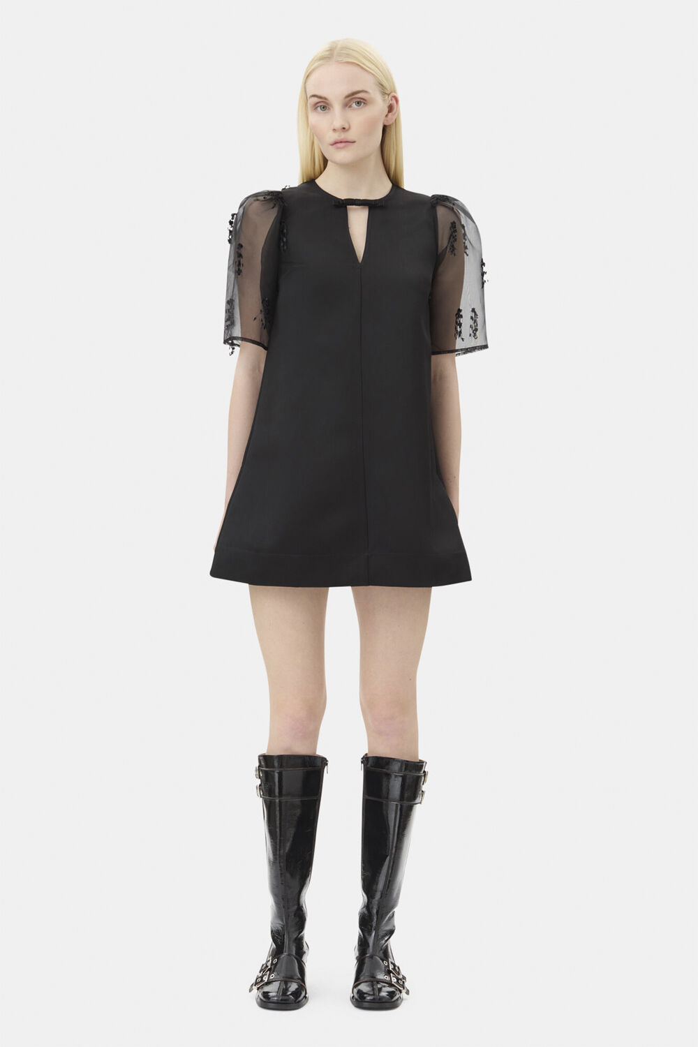 Fringed Organza Mini Dress