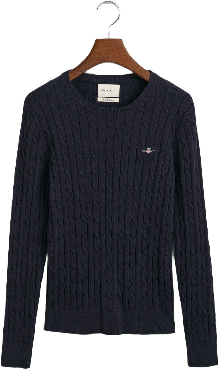 STRETCH COTTON CABLE C-NECK