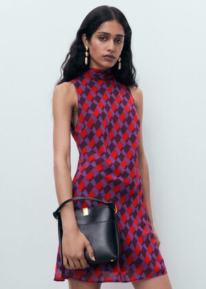 Printed dress with bow detail