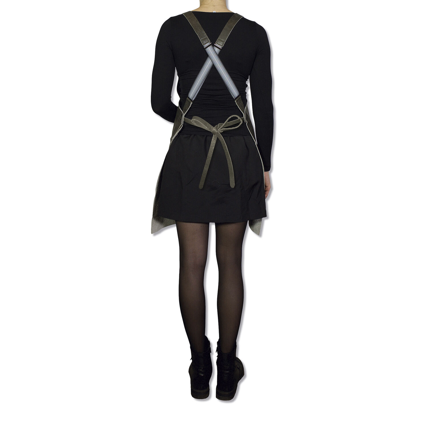 L&aelig;derforkl&aelig;de Suspender Serie Apron Vintage Grey