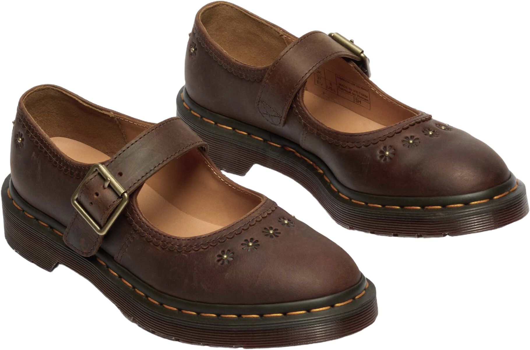 Mary Jane Flower Dark Brown Crazy Horse