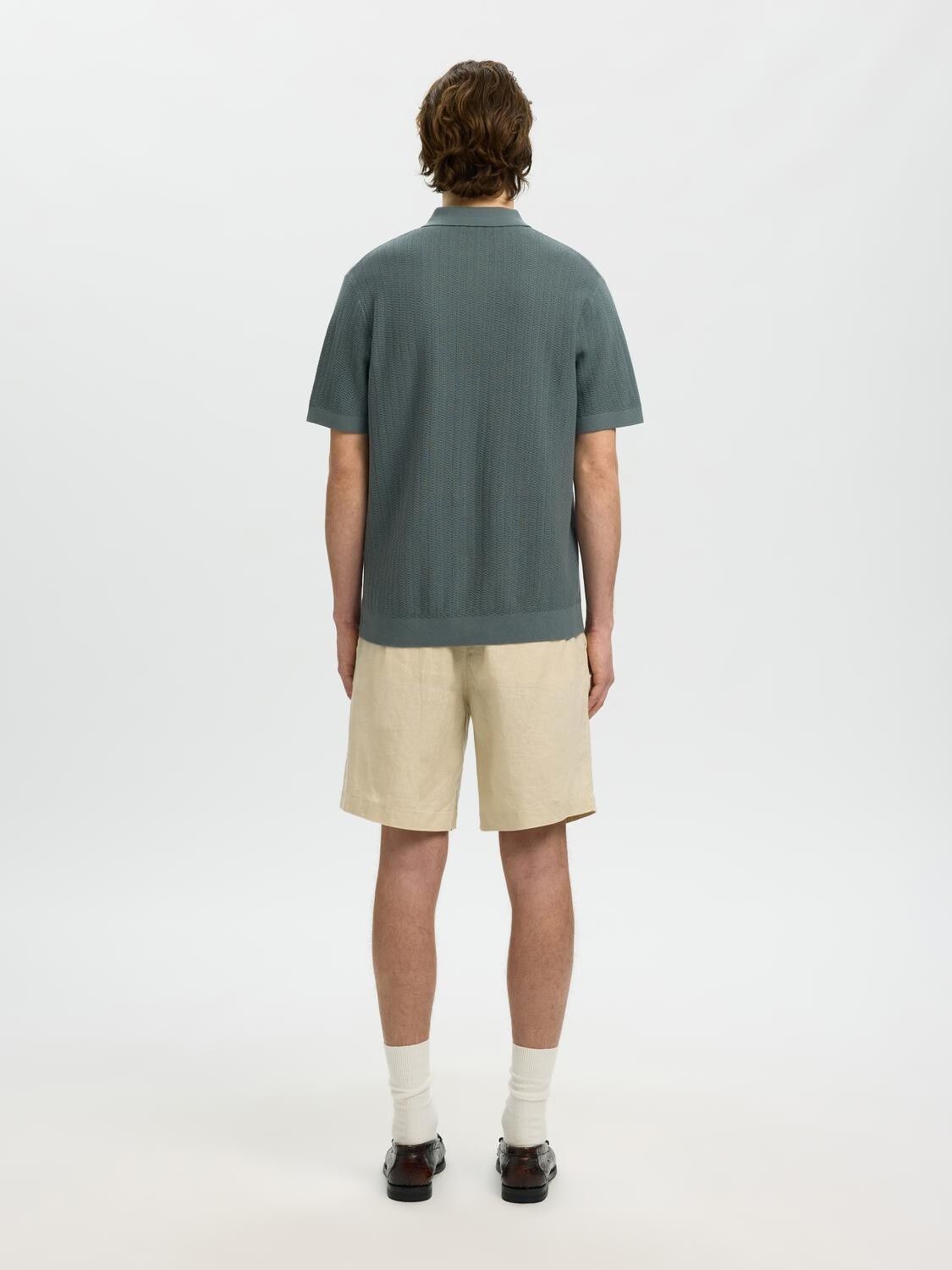 Slmcran Ss Knit Structure Zip Polo Noos