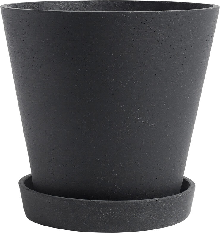 Flowerpot with Saucer-X-Large-Black