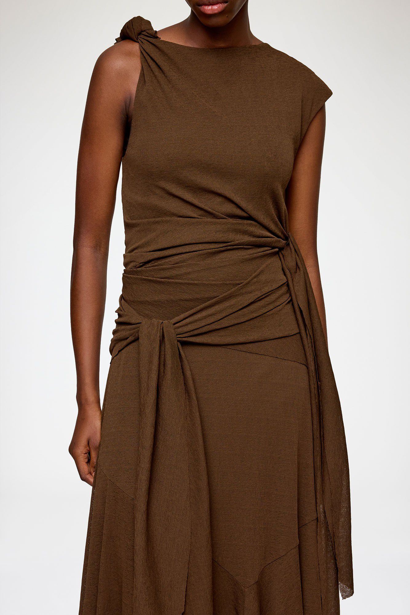 Marl Mesh Draped Knot Detailing Lon