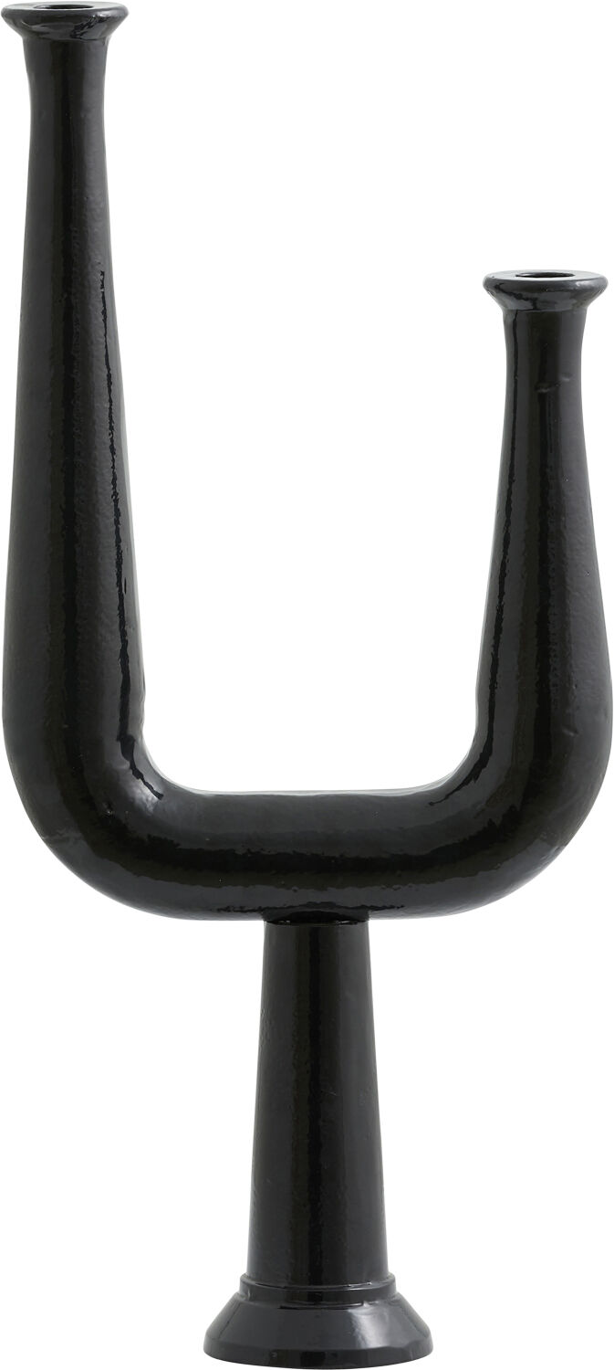 ULOPU candleholder, 2 arm, aluminum - black