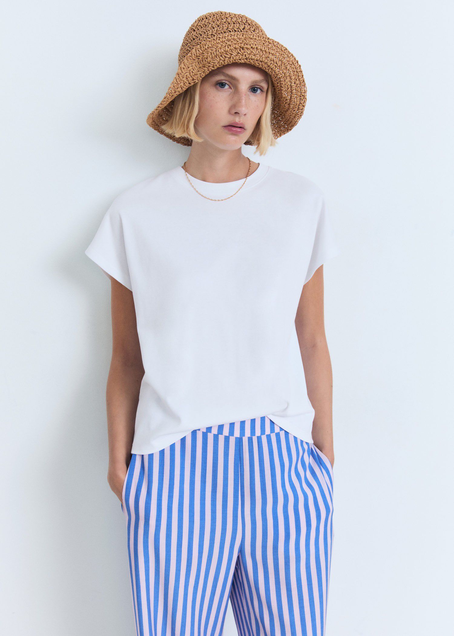 Stripe-print straight trousers