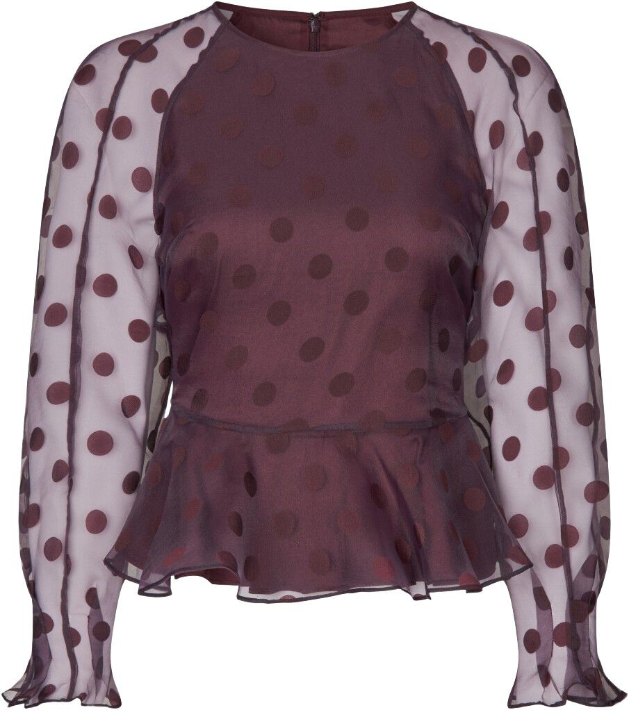 2069 Organza, Sheer Peplum Top