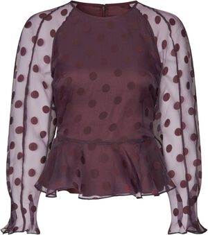 2069 Organza, Sheer Peplum Top